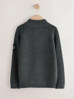 Next Utility Zip Neck Knitted Jumper (3-16yrs)^BOY Knitwear & Sweaters|Knitwear