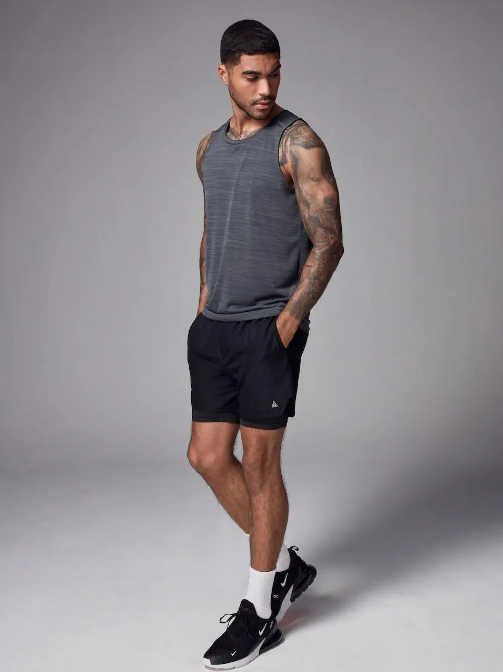 Discount Next Vest Active Gym Training Top Charcoal Grey