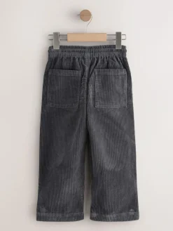 Next Wide Fit Corduroy Pull On Trousers (3-16yrs) Charcoal Grey