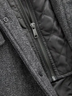 Next Wool Blend Mock Gilet Herringbone Padded Coat^ Coats & Jackets|Coats & Jackets