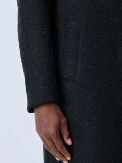 New Next Charcoal Grey Wool Rich Check Epsom Coat With Fur Trim Lapel