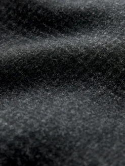 New Next Charcoal Grey Wool Rich Check Epsom Coat With Fur Trim Lapel