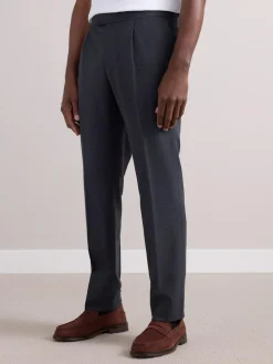 Hot Next Wool Rich Smart Textured Trousers With Side Adjusters Charcoal Grey