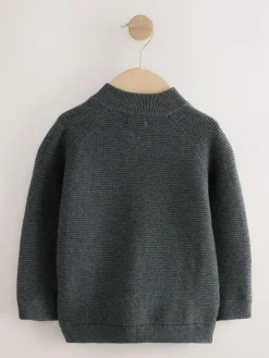 Next Charcoal Grey Zip Through Cardigan (3mths-7yrs)^BOY Knitwear|Knitwear