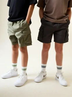Discount Next Cargo Shorts 2 Pack (3-16yrs) Charcoal Grey/Khaki