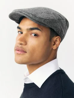 Next Herringbone Flat Cap Charcoal