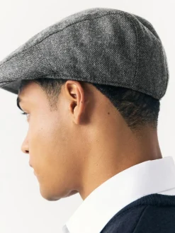 Next Herringbone Flat Cap Charcoal
