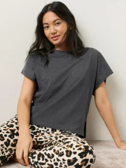 Next Charcoal Leopard Short Sleeve Pyjamas^Women Pyjamas|All Night & Lounge