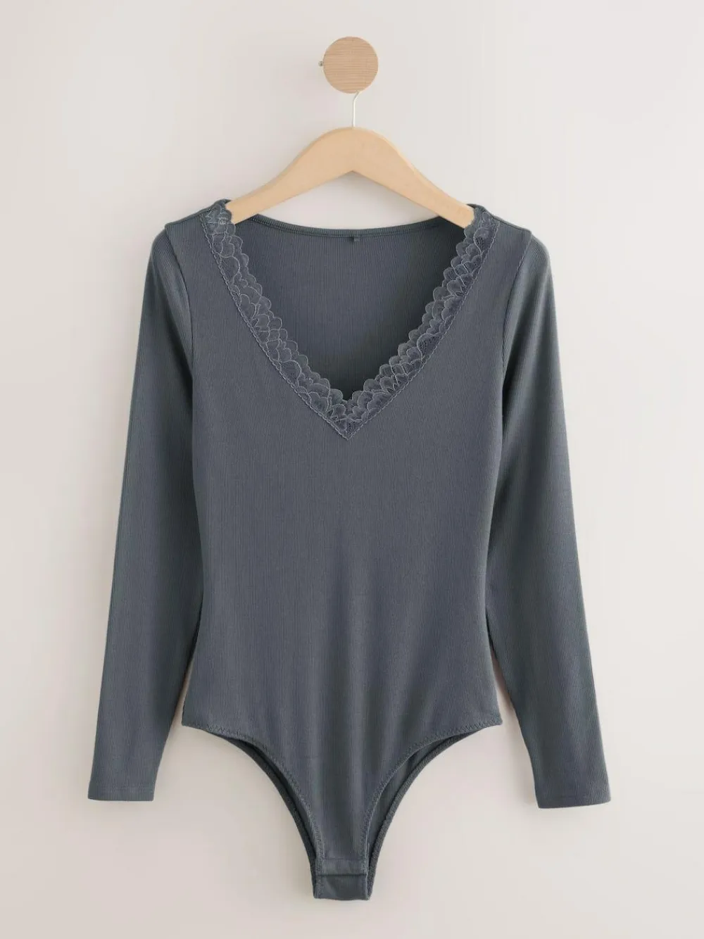 Online Next Thermal Base Layer Lace Trim Bodysuit Charcoal
