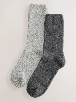 Best Next Fluffy Socks 2 Pack Charcoal/Light Grey