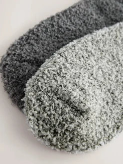 Best Next Fluffy Socks 2 Pack Charcoal/Light Grey