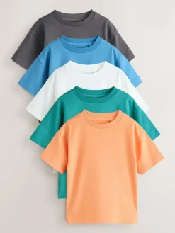 Next Charcoal/White/Blue/Orange/Green Short Sleeve T-Shirts 5 Pack (3mths-7yrs)^BOY Tops|T-Shirts