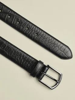 Charles Tyrwhitt Black Made in England Embossed Leather Belt^ Belts & Braces