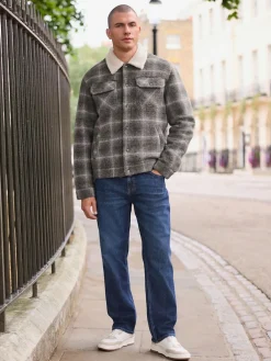 Sale Next Check Borg Lined Trucker Jacket