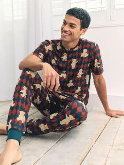 Chelsea Peers Blue Argyle Bear Print Long Pyjamas Set^ Pyjamas
