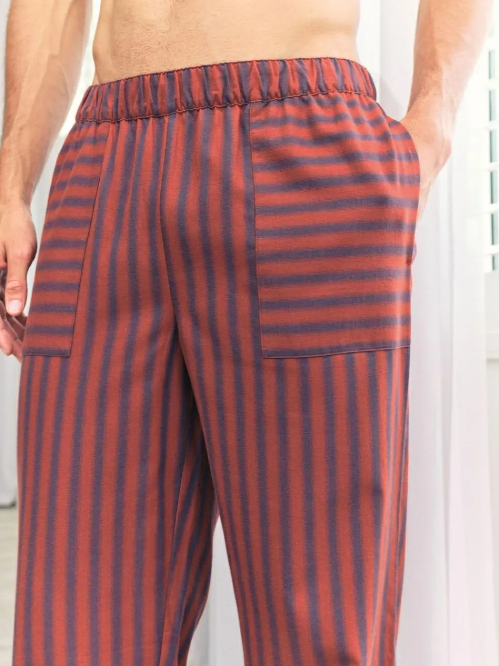 Chelsea Peers Blue Blurred Stripe Long Pyjama Bottoms^ Pyjamas