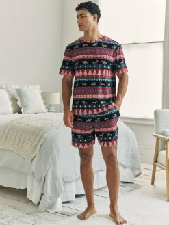 Chelsea Peers Blue Christmas Dog Fairisle Print Short Pyjamas Set^ Pyjamas