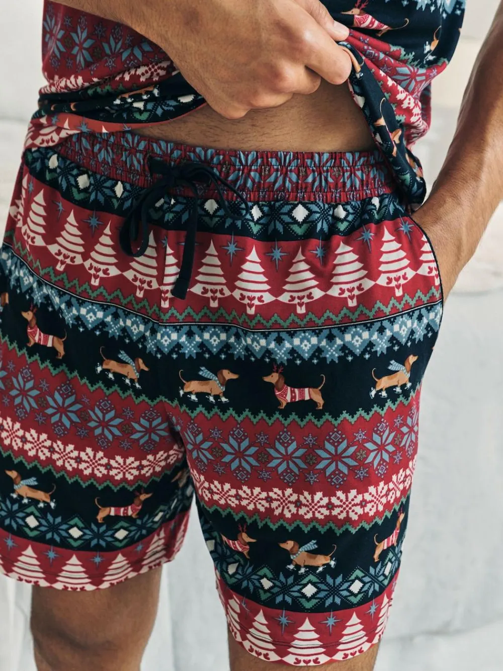 Chelsea Peers Blue Christmas Dog Fairisle Print Short Pyjamas Set^ Pyjamas