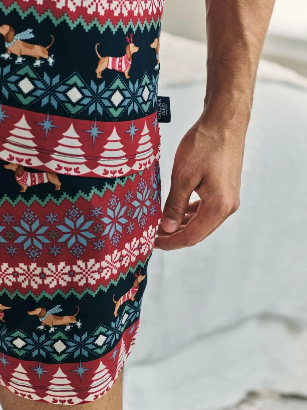 Chelsea Peers Blue Christmas Dog Fairisle Print Short Pyjamas Set^ Pyjamas