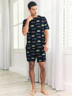 Chelsea Peers Blue Driving Leopards Print Short Pyjamas Set^ Pyjamas