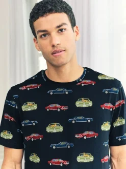 Chelsea Peers Blue Driving Leopards Print Short Pyjamas Set^ Pyjamas