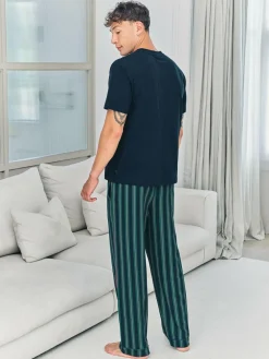 Chelsea Peers Blue Embroidered Fish Henley Stripe Long Pyjama Set^ Pyjamas