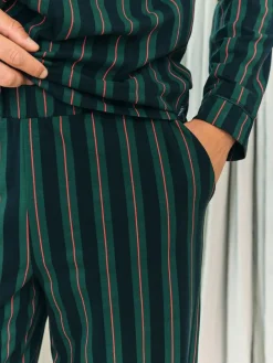 Outlet Chelsea Peers Blue Stripe Button Up Long Pyjamas Set