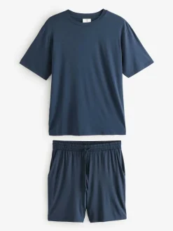 Chelsea Peers Blue TENCEL™ Modal Short Crew Neck Pyjama Set^ Pyjamas