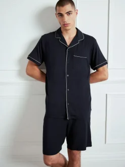 Chelsea Peers Blue TENCEL™ Modal Short Button Up Pyjama Set