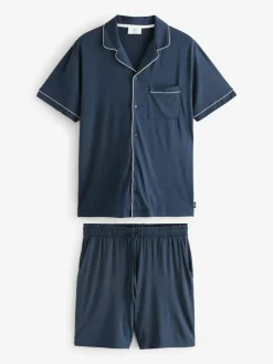 Chelsea Peers Blue TENCEL™ Modal Short Button Up Pyjama Set