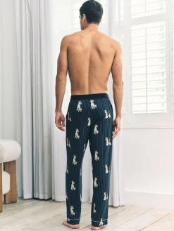 Chelsea Peers Blue Terrier Dog Stripe Print Long Pyjama Bottoms^ Pyjamas