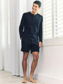 Online Chelsea Peers Blue Waffle Lounge Shorts - Navy