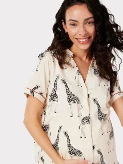 Outlet Chelsea Peers Cream GIraffe Print Maternity Short Pyjamas Set
