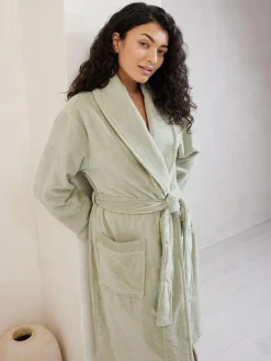 Sale Chelsea Peers 100% Cotton Towelling Dressing Gown Green