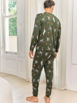 Chelsea Peers Green Rugby Dogs Print Long Pyjamas Set^ Pyjamas