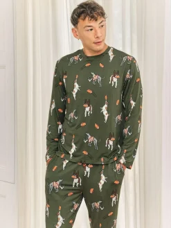 Chelsea Peers Green Rugby Dogs Print Long Pyjamas Set^ Pyjamas