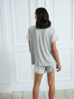Sale Chelsea Peers Maternity TENCEL™ Modal Short Button Up Pyjamas Set Grey