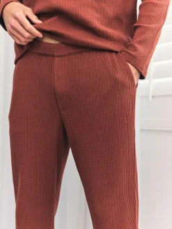 Chelsea Peers Orange Trouser Waffle Long Joggers Lounge Bottoms - Rust^ Pyjamas