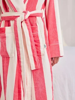 Chelsea Peers Pink Cotton Towelling Stripe Dressing Gown^Women Bathrobes
