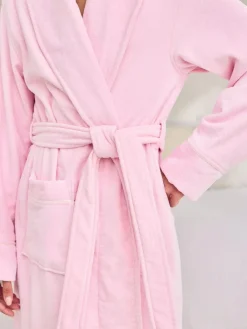 Chelsea Peers Pink Cotton Towelling Embroidered Good Morning Dressing Gown