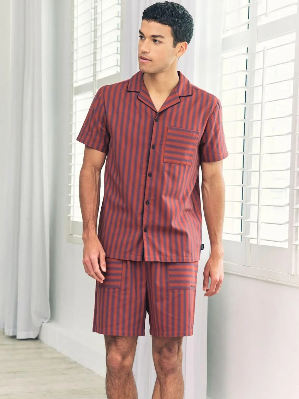 New Chelsea Peers Red Blurred Stripe Short Pyjamas Set