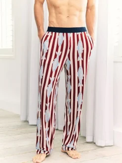 Best Chelsea Peers Red Gone Fishing Stripe Print Long Pyjama Bottoms