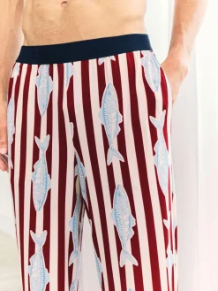 Best Chelsea Peers Red Gone Fishing Stripe Print Long Pyjama Bottoms
