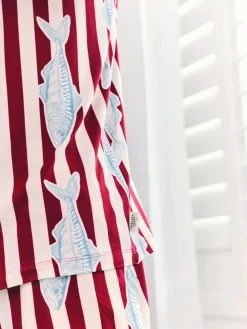 Best Chelsea Peers Red Gone Fishing Stripe Print Short Pyjamas Set