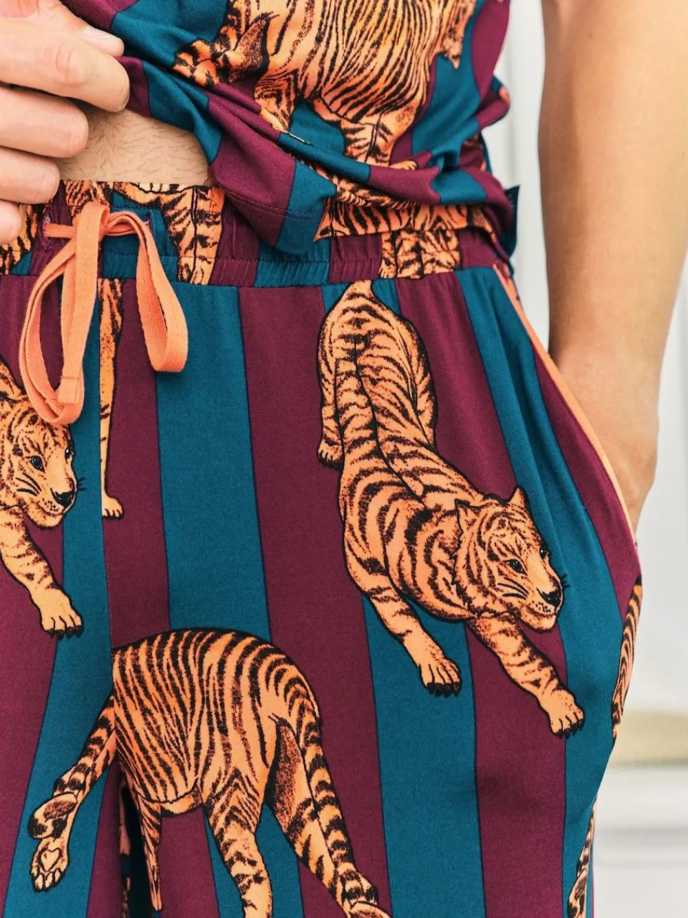 Chelsea Peers Red Tiger Stripe Print Long Pyjamas Set^ Pyjamas