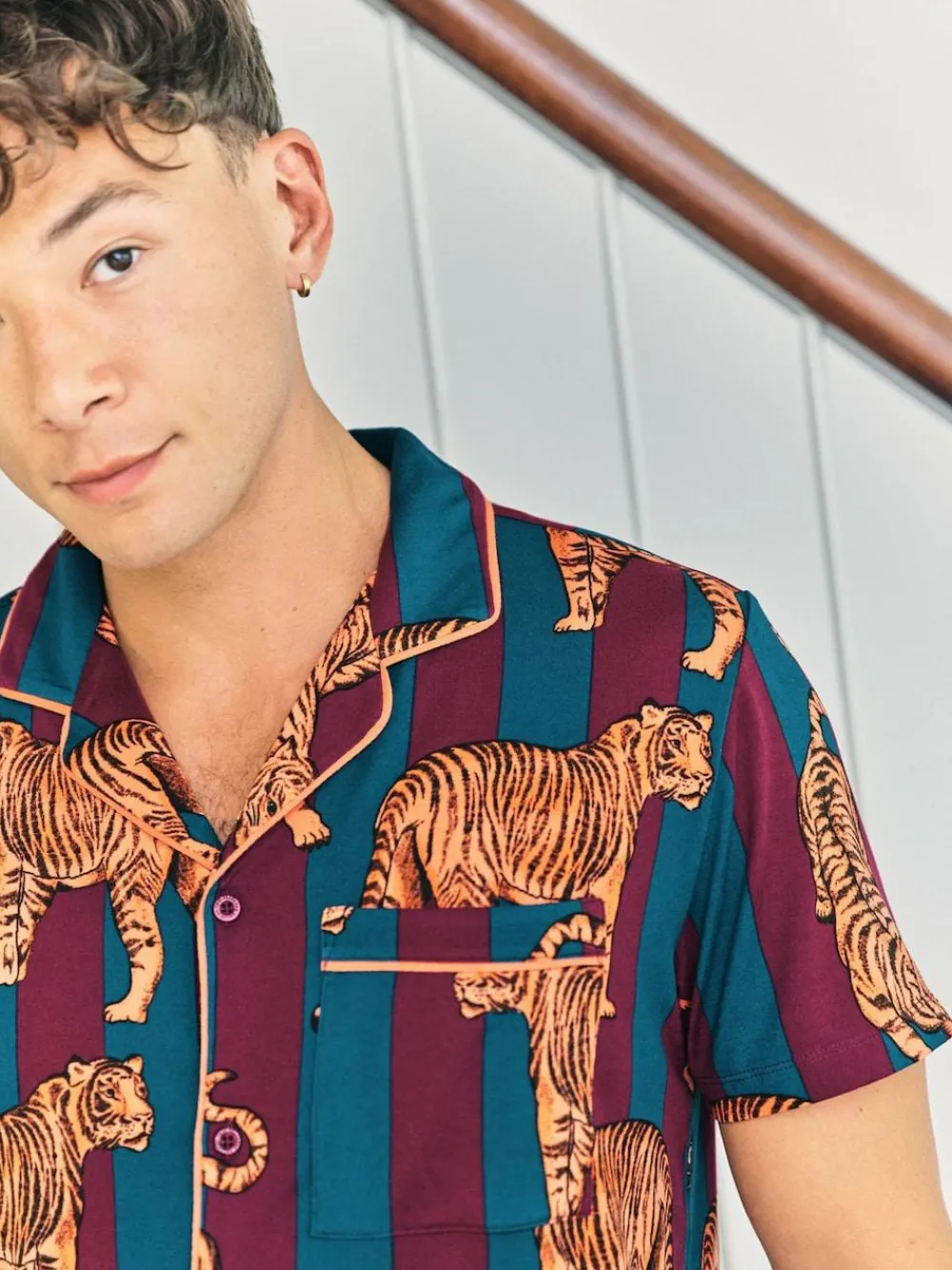 Chelsea Peers Red Tiger Stripe Print Long Pyjamas Set^ Pyjamas