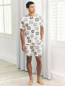 Best Chelsea Peers White Fairway Frames Print Short Pyjamas Set