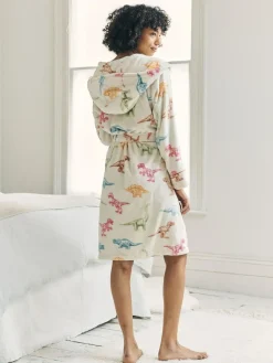 Best Chelsea Peers White Fleece Dinosaur Print Dressing Gown