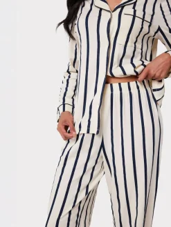 Chelsea Peers White/Blue Long Pyjamas Sets^Women Pyjamas