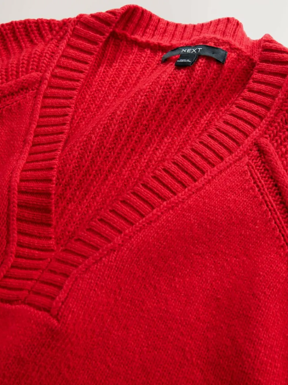 Sale Next Cotton And Wool Blend Longline V-Neck Jumper Cherry Red